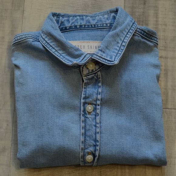 Topman Light blue denim short sleeved shirt - Picture 2 of 4